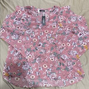 Pink Floral Ruffle Blouse